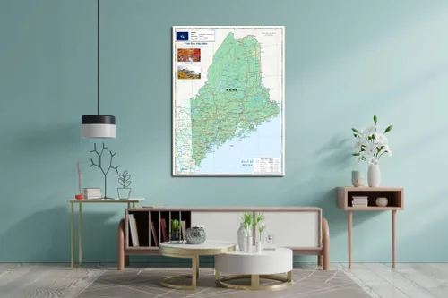 Vista 2 de Mapa físico de Maine - 23.3 x 16.5 pulgadas - Papel laminado