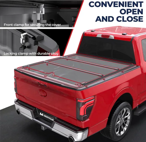 Vista 3 de MOSTPLUS Cubierta enrollable de vinilo suave para caja de camioneta Tonneau compatible con Ford Ranger 1982-2011 para cama de 6 pies