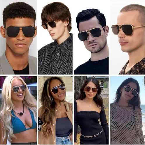 Vista 3 de Xpectrum Retro Oversized Aviator Trendy Sunglasses Mens Womens Square Metal Gold Sun Glasses Polarized Lens
