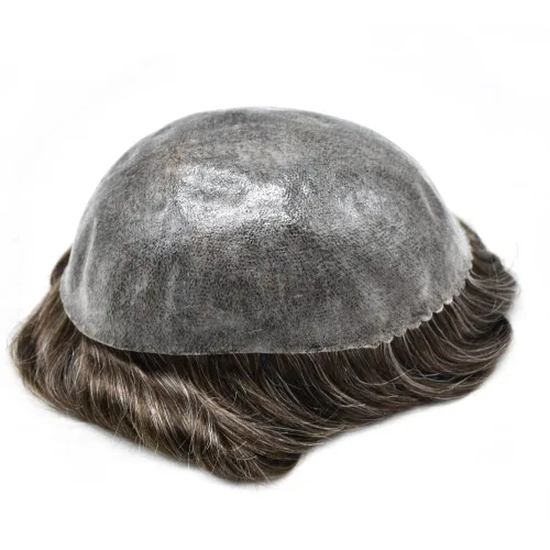 Vista 186 de Toupee para hombre 100% cabello humano real tupé para hombres 0.004 in piel de poliuretano para hombre, sistema de reemplazo de piezas de pelo