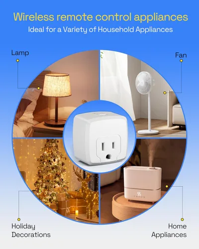 Vista 4 de HBN Enchufe de control remoto, interruptor remoto con señal RF de 100 pies, interruptor de luz remoto inalámbrico, interruptor de encendido