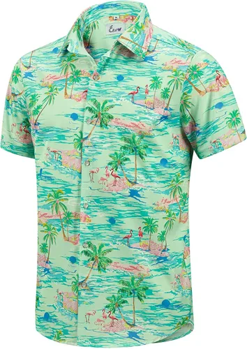 Vista 39 de EUOW - Camisas hawaianas para hombre de manga corta con botones, estampadas para la playa y el verano