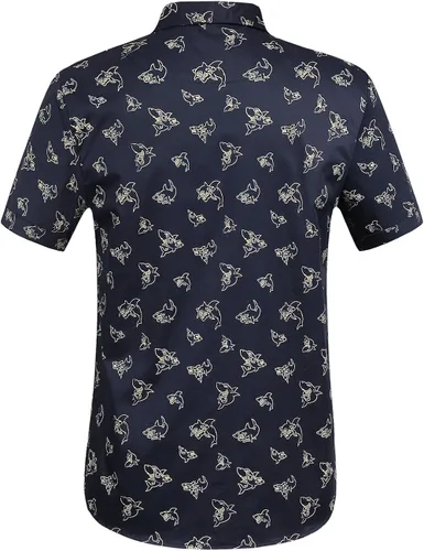 Vista 2 de SSLR Camisas casuales de manga corta con botones para hombre