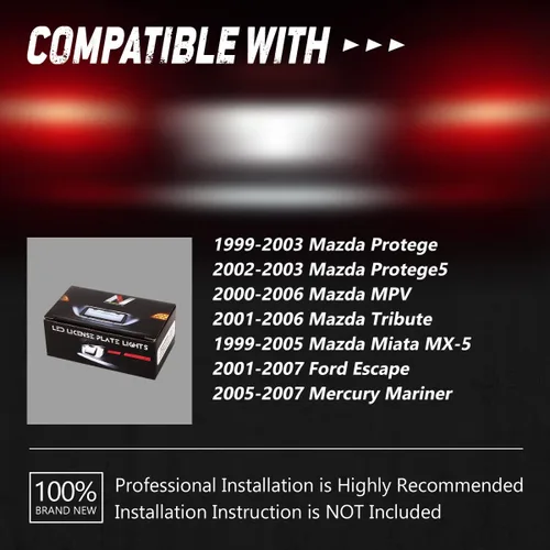 Vista 7 de Par de luces LED para placa de matrícula Compatible con 99-03 Protégé / 02-03 Protege5 / 99-05 Miata MX-5, YL8Z13550AA NC1051270BL, NVL-LPL-009