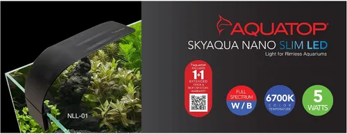 Vista 2 de Aquatop SkyAqua Nano Slim - Luz LED para acuarios sin montura 5W, NLL-01
