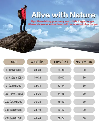 Vista 6 de NATUVENIX Pantalones de senderismo para hombre, pantalones tácticos de viaje para hombre, pantalones de pesca de secado rápido para hombre