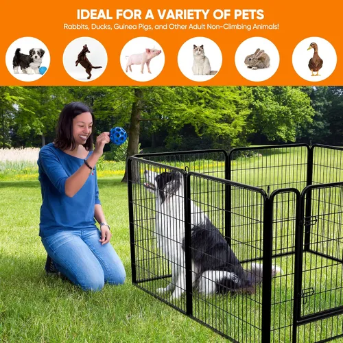 Vista 6 de Nova Microdermabrasion Corralito para perros de 8 paneles, 40 pulgadas de altura, interior/exterior, perros pequeños a grandes, perrera