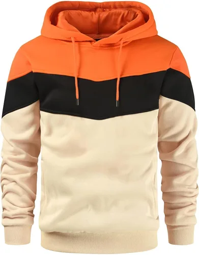 Vista 29 de Gesean - Sudadera con capucha para hombre, diseño de bloques de color, estilo suéter, manga larga, casual, con bolsillo