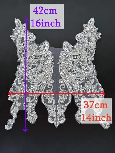 Vista 5 de Apliques de encaje hechos a mano con diamantes de imitación para coser en cuentas de vidrio, accesorios para ropa de vestir (color AB)