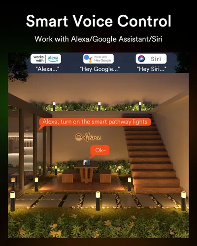 Vista 5 de Lumary - Luces inteligentes de camino de bajo voltaje 2100LM, IP65 impermeable, 24V RGBAI/Cool/Warm light, Timer, 50+ Scenes, Custom Schedules