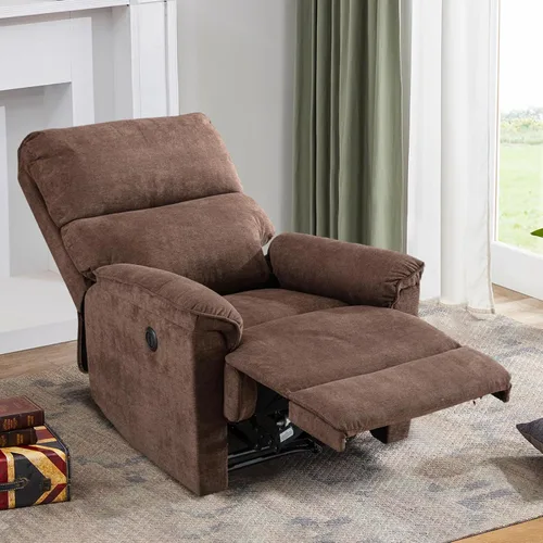 Vista 9 de EBELLO Silla reclinable eléctrica, sillón reclinable eléctrico, sofá reclinable individual de tela transpirable con puerto de carga USB para Marrón