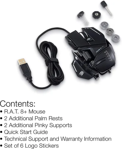 Vista 3 de Mad Catz R.A.T. Mouse para juegos con cable ajustable 8+ - 16000 DPI - 11 botones programables - 4 perfiles de usuario almacenados directamente