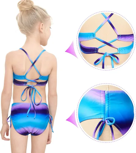 Vista 4 de Play Tailor Girls Bikini Swimsuit Kids Bathing Suit 2 Pcs Set Swimwear