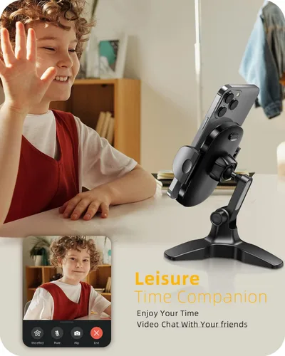 Vista 2 de APPS2Car Soporte de teléfono resistente, soporte de escritorio ajustable para videollamadas, compatible con teléfonos inteligentes de 4.7 a 6.8
