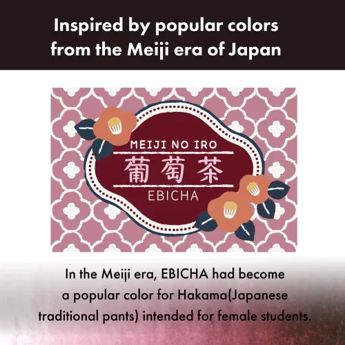 Vista 2 de Kuretake Ink-café MEIJI NO IRO EBICHA Botella de Tinta 0.71 oz para Plumas Estilográficas Té de uva (Ebika)