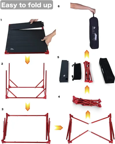 Vista 6 de Mesa plegable extensible, área de mesa grande, ultraligera, compacta con mesa hueca y bolsa de transporte para camping, mochilero, playa, concierto