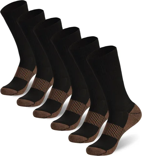 Vista 13 de FOOTPLUS Calcetines de compresión de cobre para senderismo, unisex, con suela acolchada y soporte de arco atlético, calcetines para correr 01# 6