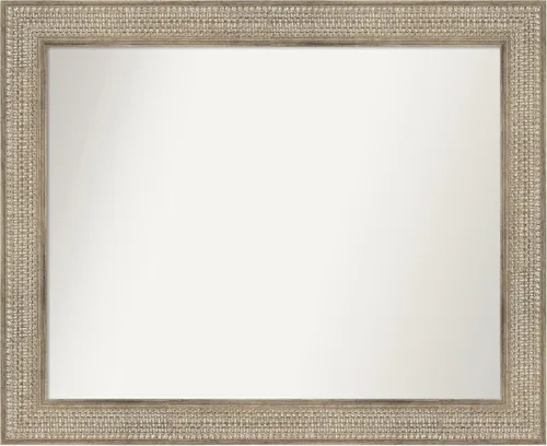 Vista 138 de Amanti Art Espejo de baño plateado para sobre fregadero, 26 x 26 pulgadas, espejo cuadrado de níquel pulido, marco de madera tradicional mediano, se