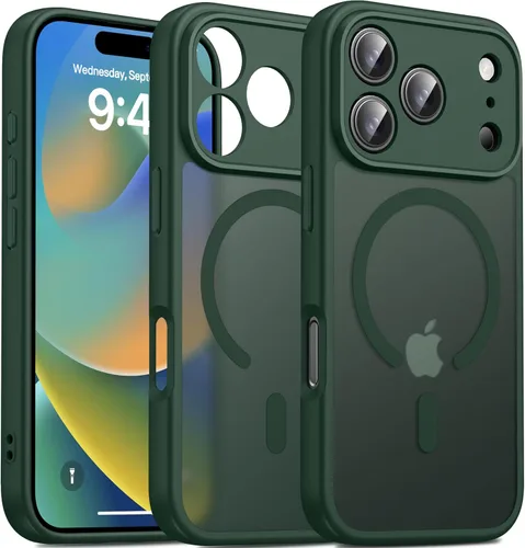 Vista 54 de Oterkin Funda magnética para Samsung Galaxy A17 mate, funda de teléfono A17 compatible con MagSafe esmerilada, translúcida, a prueba de golpes Negro