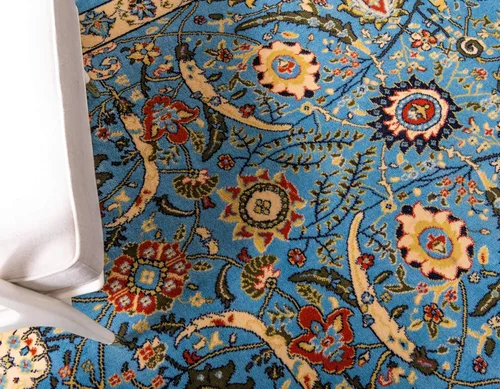 Vista 5 de Unique Loom Espahan Collection - Alfombra de área Cape Cod (2 pies 2 pulgadas x 3 pies 1 pulgada, rectangular, azul/negro)