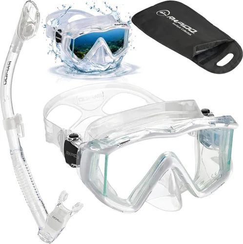 Vista 6 de Phantom Aquatics Rapido Clareza Máscara de Tres Lentes y Snorkel Combo