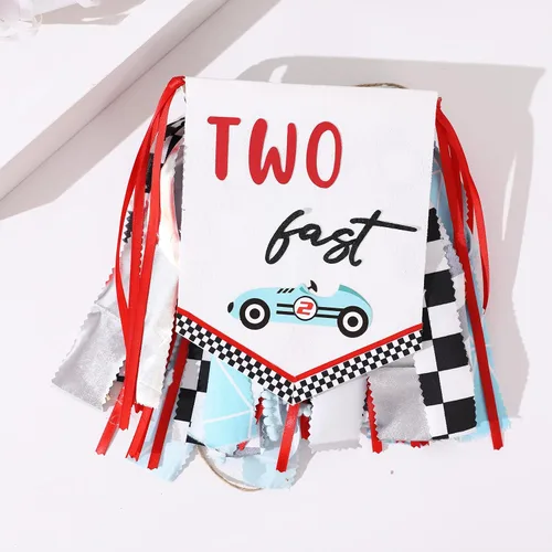 Vista 8 de Cartel de dos cumpleaños rápidos, cartel para silla alta de 2º cumpleaños, decoración de cumpleaños con temática de auto de carreras, decoración