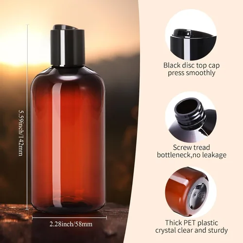 Vista 2 de Zubebe 36 piezas de botellas de viaje de plástico con tapa de disco abatible vacía, contenedores de viaje flexibles recargables para champú