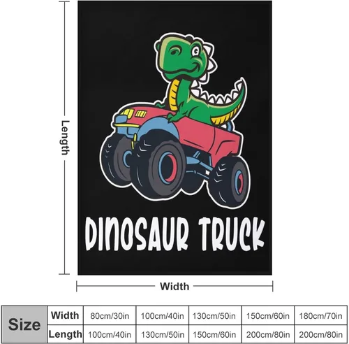 Vista 3 de Manta de dinosaurio de camión para niños y adultos, acogedora y suave para sofá, cama, manta deportiva de franela para cumpleaños para invierno, 30