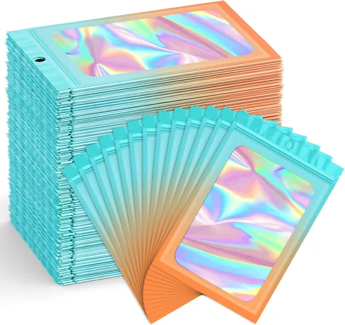 Vista 8 de Funfery Paquete de 300 bolsas resellables para almacenamiento de alimentos, bolsas transparentes de Mylar, bolsa de embalaje, comestibles, bolsa a