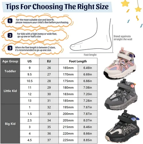 Vista 6 de Zapatos de senderismo para niños, antideslizantes, fáciles de poner, cómodos zapatos para caminar para invierno, niñas y niños pequeños y grandes