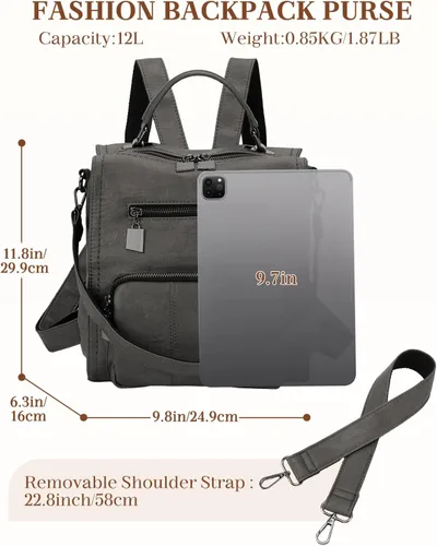 Vista 2 de Bolso tipo mochila para mujer, RAVUO de piel sintética, mini mochila de moda para mujer, tres formas de llevar, S