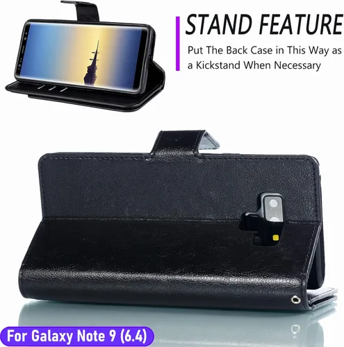Vista 4 de Funda tipo cartera para Galaxy Note 9 de 6.4 pulgadas [3+ ranuras para tarjetas] Tarjeta de visita de identificación, ranura para tarjetas
