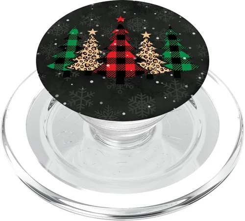 Vista 8 de Buffalo Plaid Leopard Cheetah Christmas Trees Snowflake PopSockets PopGrip: agarre intercambiable para teléfonos y tabletas