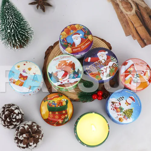 Vista 6 de Paquete de 12 velas perfumadas de Navidad, velas de tarro de 2.5 onzas, juego de 12 velas perfumadas de Navidad con fragancias navideñas