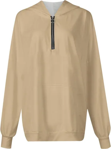 Vista 3 de Sudadera con capucha de gran tamaño para mujer, con cremallera de un cuarto, para invierno, lisagráfica