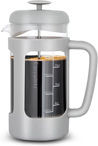 Vista 11 de Easyworkz French Press - Cafetera de 12 onzas con vidrio de borosilicato, mango de agarre suave