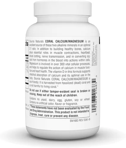Vista 4 de Source Naturals Calcio Coral con Cápsulas de Magnesio, 90 Cápsulas