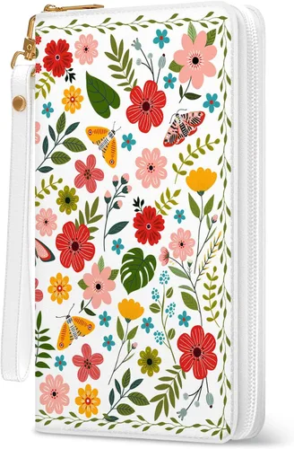 Vista 19 de Billetera para mujer, con bloqueo RFID, con 10 ranuras para tarjetas y ventana de identificación, bolso para mujer con cierre de correa de mano