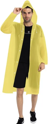 Vista 11 de Abrigos de lluvia (paquete de 2) – Ponchos de lluvia reutilizables de EVA para adultos, chaquetas impermeables para hombres y mujeres