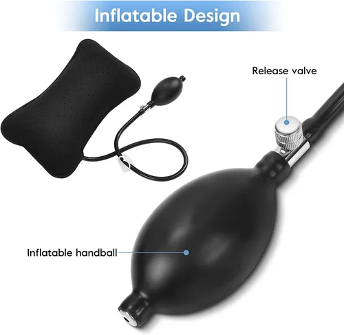 Vista 3 de Ibluelover Almohada inflable de apoyo lumbar, cojín de espalda portátil con bomba de mano, bolsa de cintura lavable transpirable para la parte