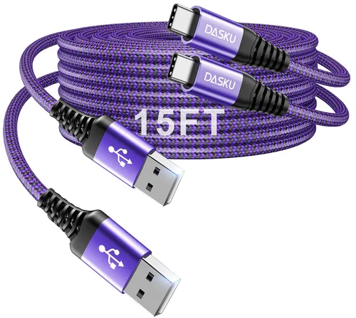 Vista 101 de Dasku iPhone 17 USB C a USB C de carga rápida, 60 W (3.1 A), paquete de 2 cables cargador de carga de 3 pies tipo C para iPhone 17/16/15/15 Plus/15
