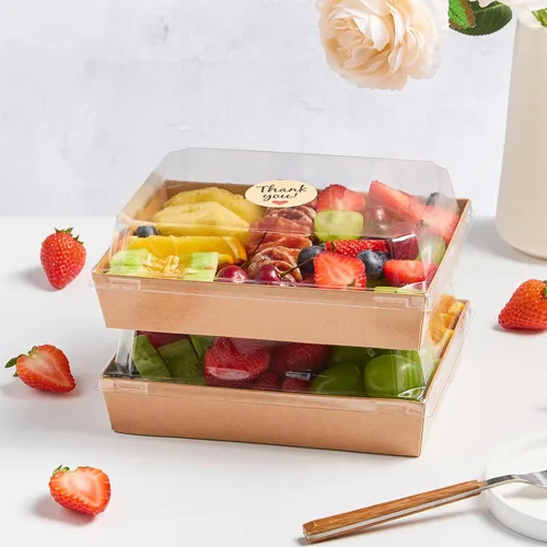Vista 6 de Kucoele Paquete de 50 cajas de papel para embutidos de 7 x 5 pulgadas con Marrón
