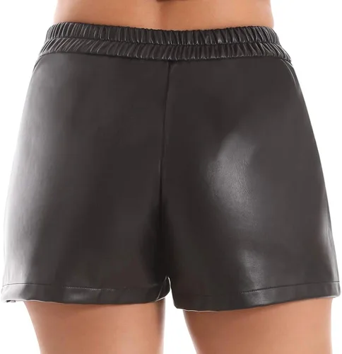 Vista 5 de Everbellus Pantalones cortos sueltos con cintura elástica y bolsillos para mujer, Negro