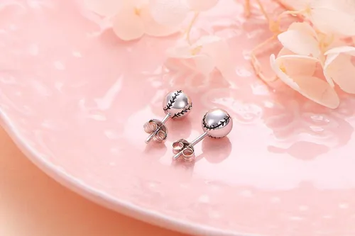 Vista 4 de Aretes de plata de ley S925 para baloncesto, béisbol, fútbol, rugby, softbol, voleibol, bola, bola, para mujeres y hombres