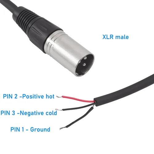 Vista 2 de Cable de coleta XLR de 3 pines M/F a 3 alambres con tubos termorretráctiles, 2 piezas 1 kit macho más 1 hembra, perfecto para reemplazo