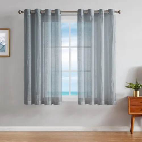 Vista 15 de Nautica - Cordelia - Cortina transparente aplastada Cortinas para ventana Cortinas ligeras Juego de 2 paneles Transparente Cabecera
