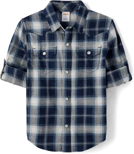 Vista 9 de Gymboree Camisa de manga larga con botones para niños y niños pequeños Rojo
