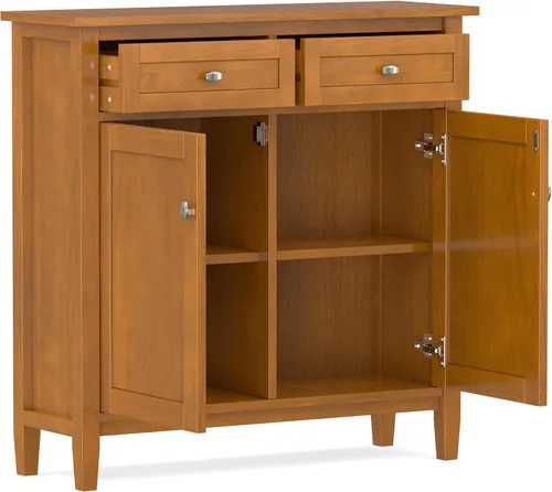 Vista 5 de SIMPLIHOME Warm Shaker 36" gabinete de madera maciza en marrón dorado claro