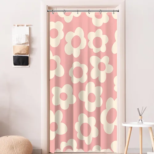 Vista 33 de Cortina de ducha pequeña para casa rodante, tamaño medio, estilo retro de los 70, con flores bonitas, estética abstracta de margaritas, decorativa