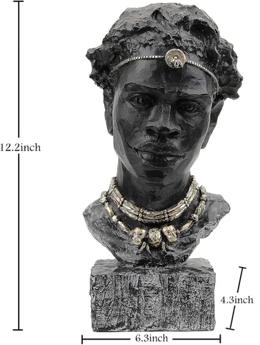 Vista 2 de Leekung Figura de resina de escultura africana, decoración del hogar hecha a mano, 12.2 x 6.3 x 4.3 pulgadas, color negro